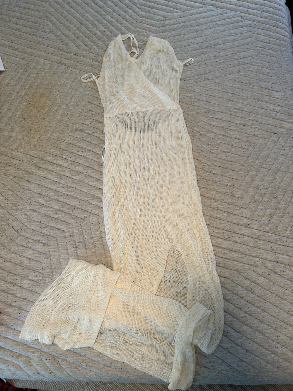 Fashion Nova Cream Crochet Swim Coverup